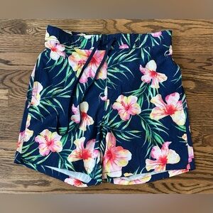 Calvin Klein Blue Floral Tropical Hawaiian Swim Trunks Quick Dry Size Small NWOT